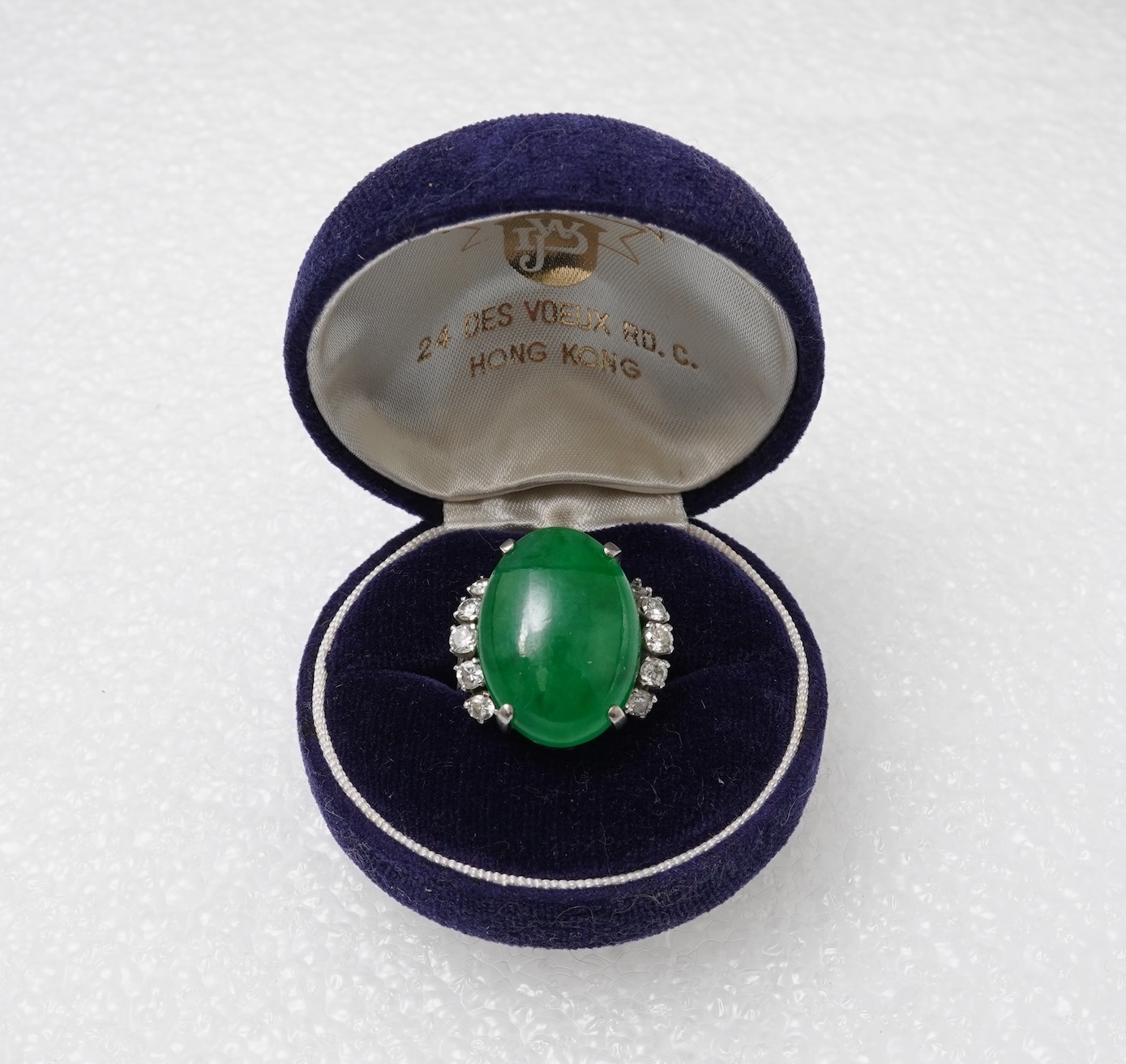 A jadeite and diamond ring, 1960s